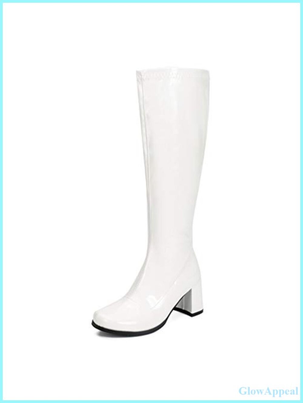 Women's Knee High Gogo Boots Faux Leather Block Heel Square Toe Disco Style